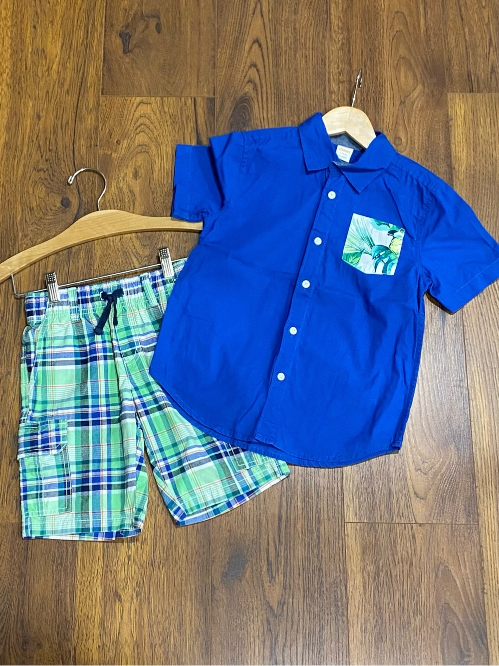 Gymboree Boys ‘Safari Ranger’ Green and Blue Shorts Set Size 6
